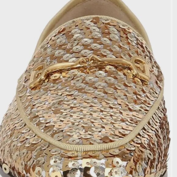 Sam Edelman Loraine Bit Loafer in Gold Sequin MSRP$190 Elegant & Chic - Picture 7 of 16